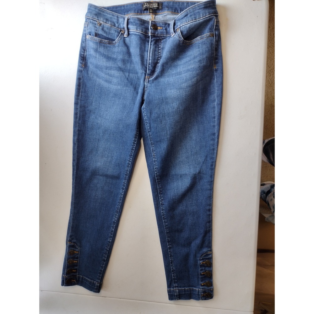 Talbots Flawless Five-Pocket Blue Jeans Womens 6P Button Ankle Medium Wash Denim